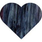 A heart shapted image filled with strands of deep blue hand-dyed yarn, ranging from midnight navy to barely-there blue.